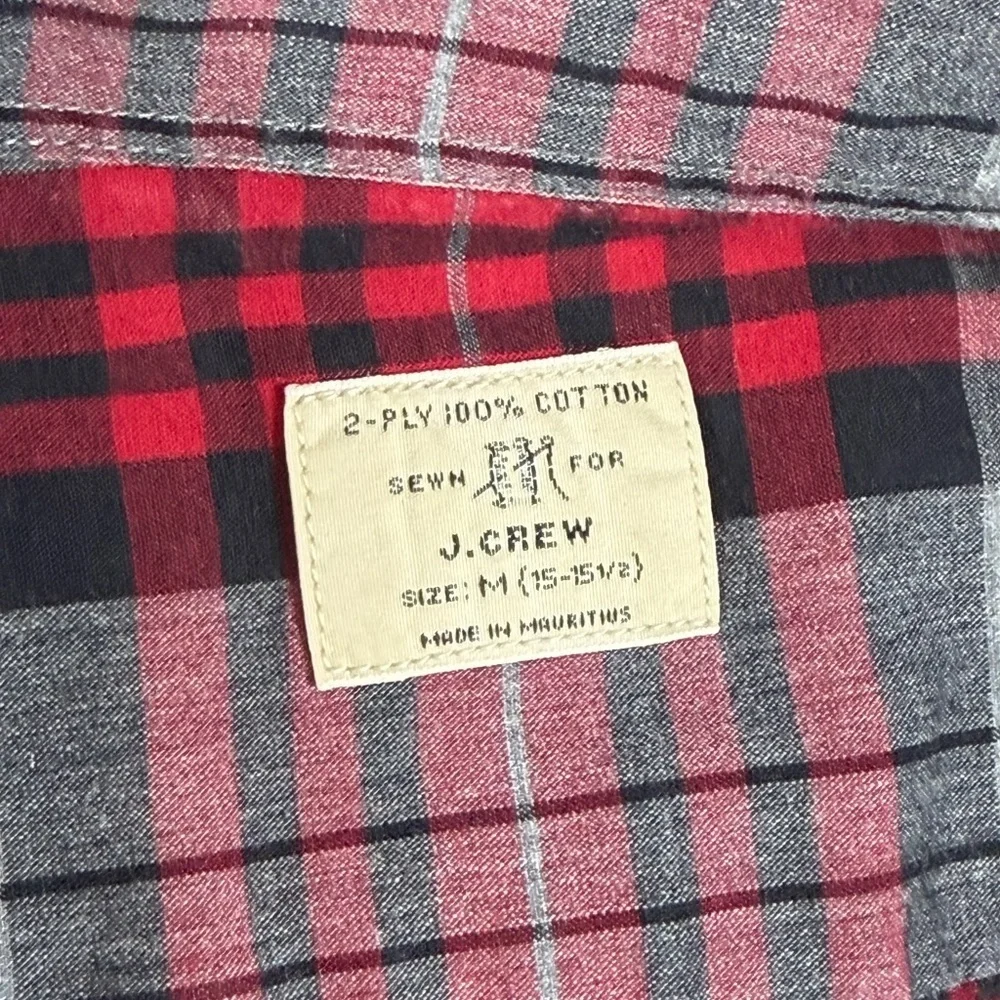 Lot of 2 J. Crew Men's Medium Plaid Button-Down Shirts - Navy and Red Plaid